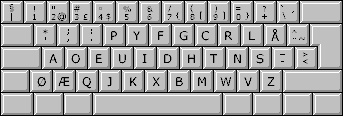 Hybrid English/Norwegian Dvorak keyboard layout